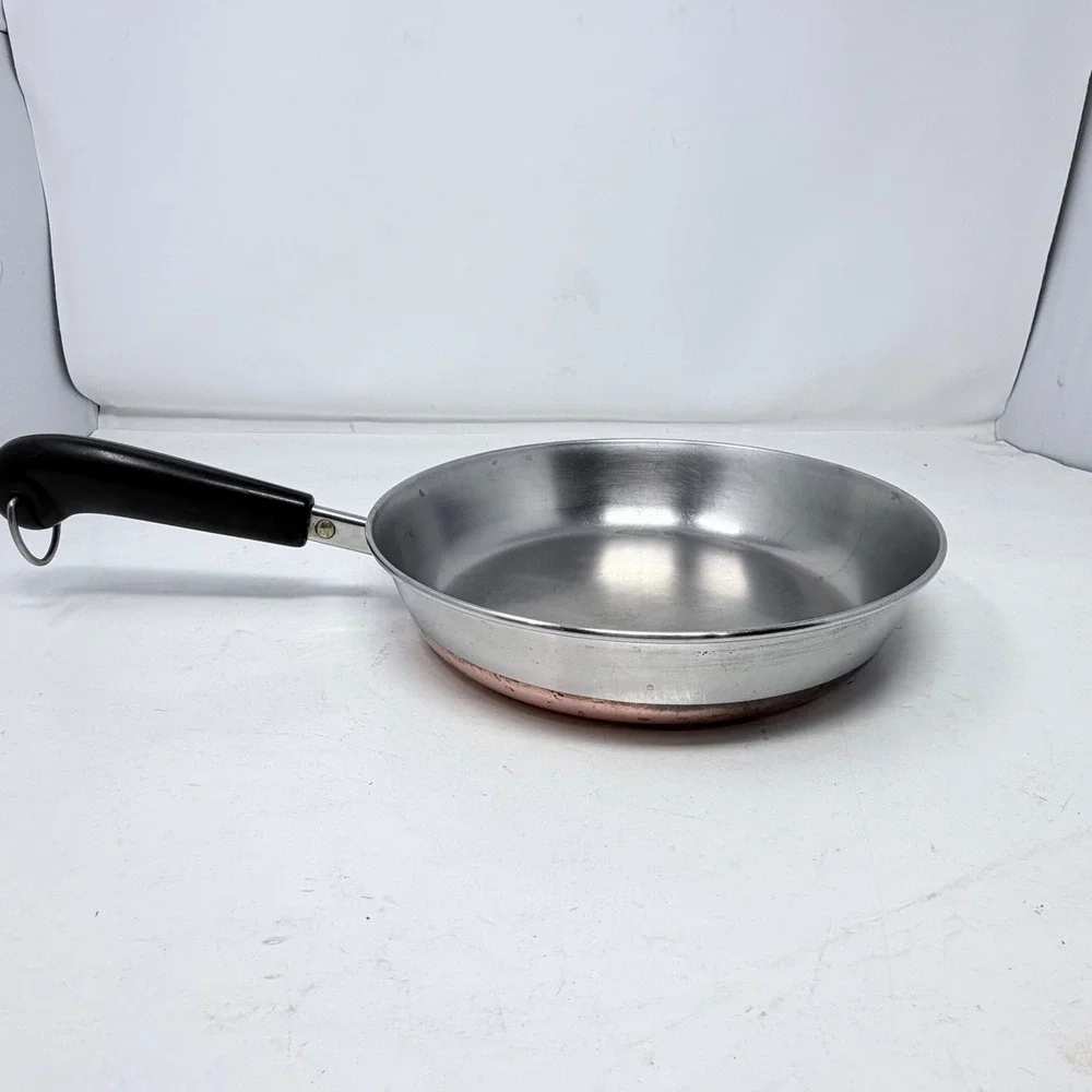 Vintage Revere Ware 1801 9 Inch Skillet Copper Clad Bottom Fry Pan Clinton IL
